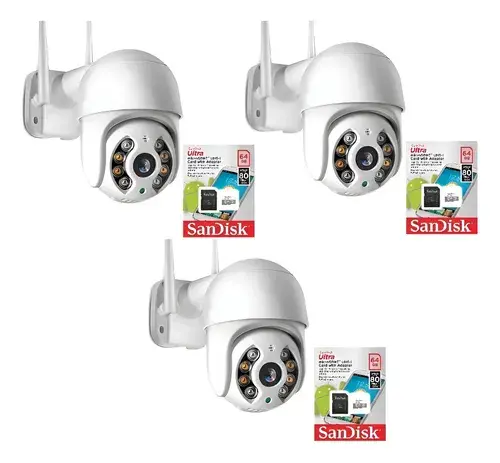 Kit 3 Câmera IP Icsee Wifi + Cartão De Memória SD 64GB