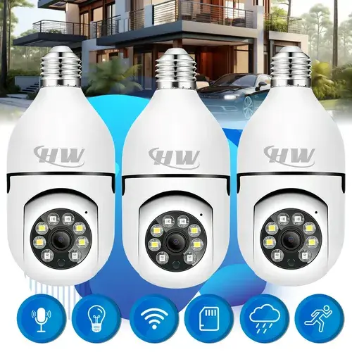 Kit 3 Câmeras Lâmpada Wi-Fi HW Full HD Vigilância Noturna